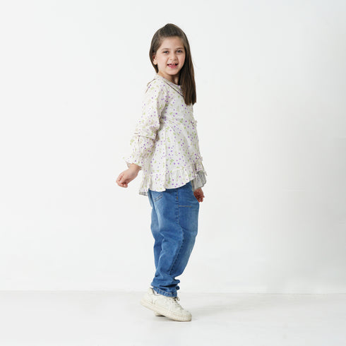 Printed Frilled Top